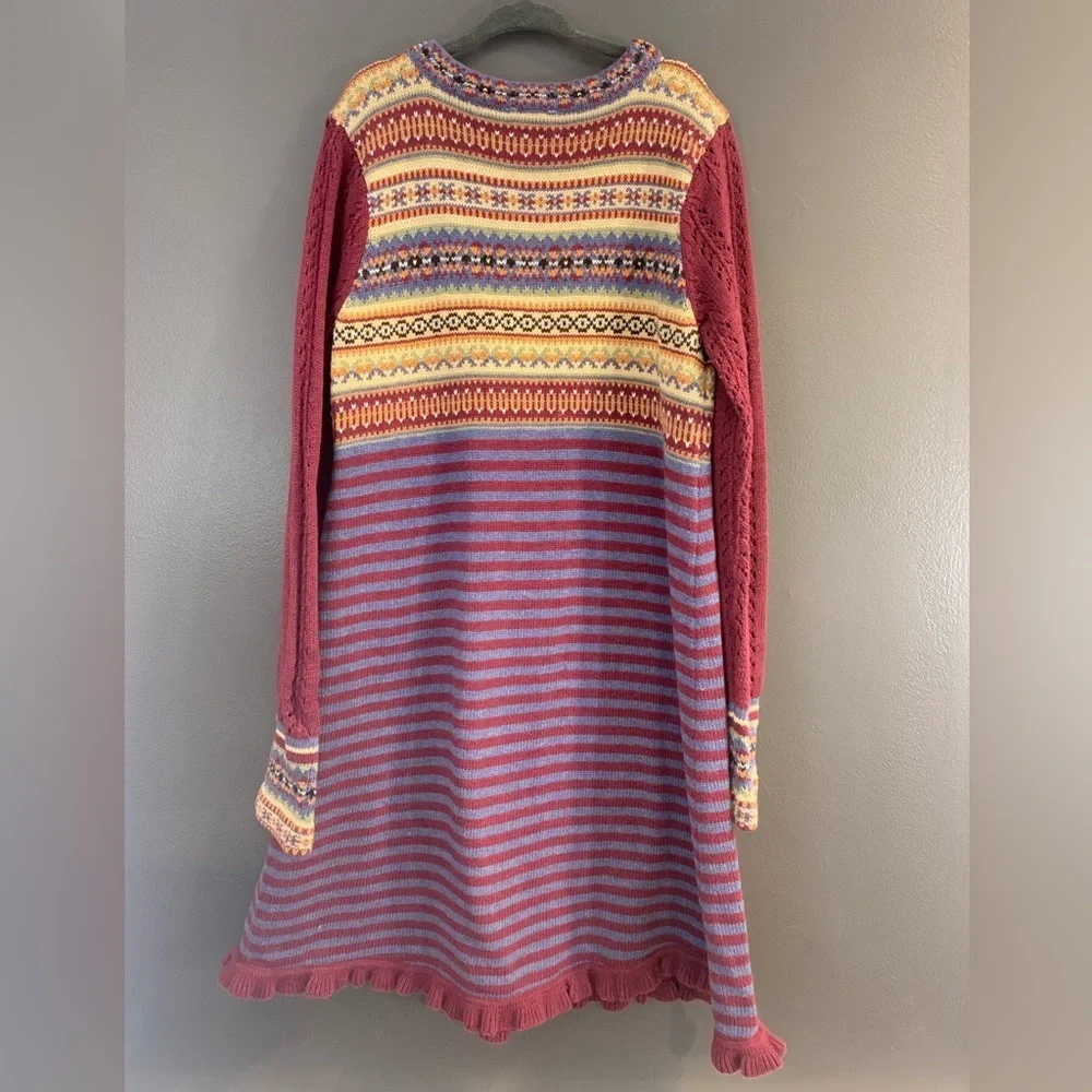 Hanna Andersson Fair Isle Knit Stylish Multicolor Knit Kids Dress size 130